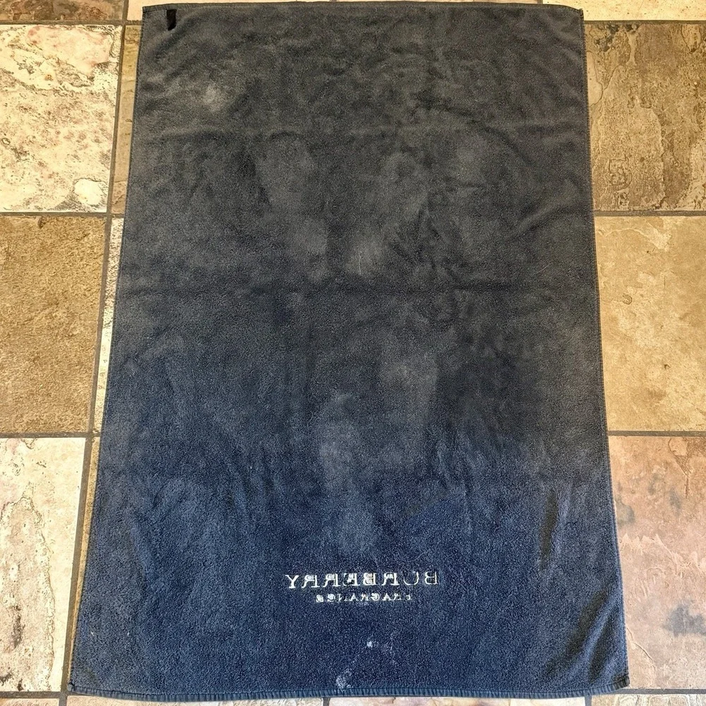 Burberry Fragrance LARGE Charcoal Gray Bath Beach Towel 100% Terry Cotton 52x35